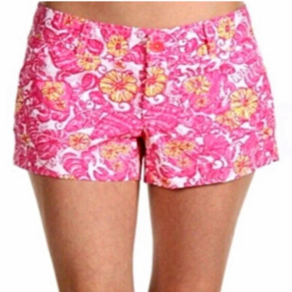 Lilly‎ Pulitzer Flat Front Pink Floral Print Shorts
